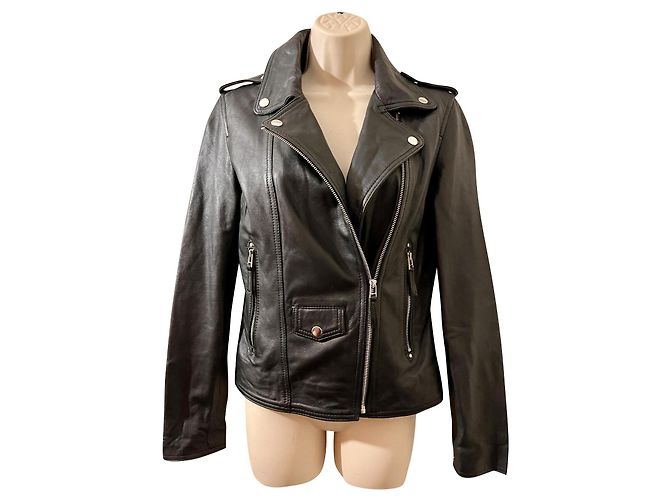 Giacca biker nera Each X Other in nappa di agnello Nero