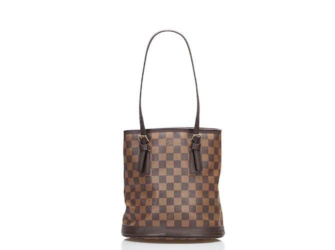 Louis Vuitton Damier Ebene Marais Bucket Bag N42240 Brown Cloth  ref.857957
