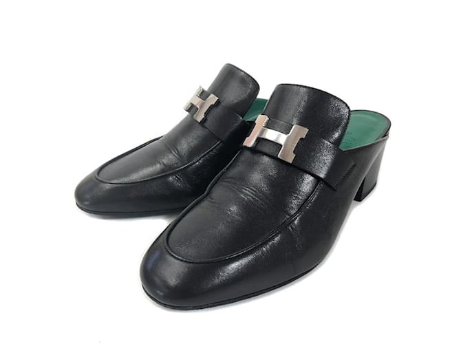 Hermès Leather Tuileries Sandals Black Pony-style calfskin  ref.857973
