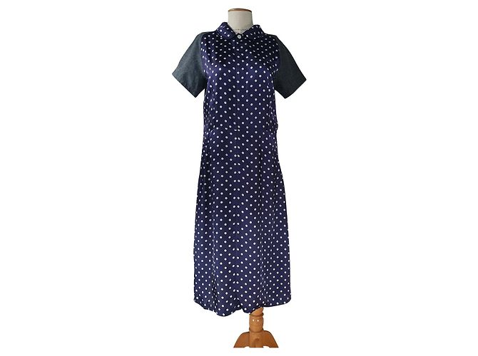Comme Des Garcons Gepunktetes Midi Kleid Blau