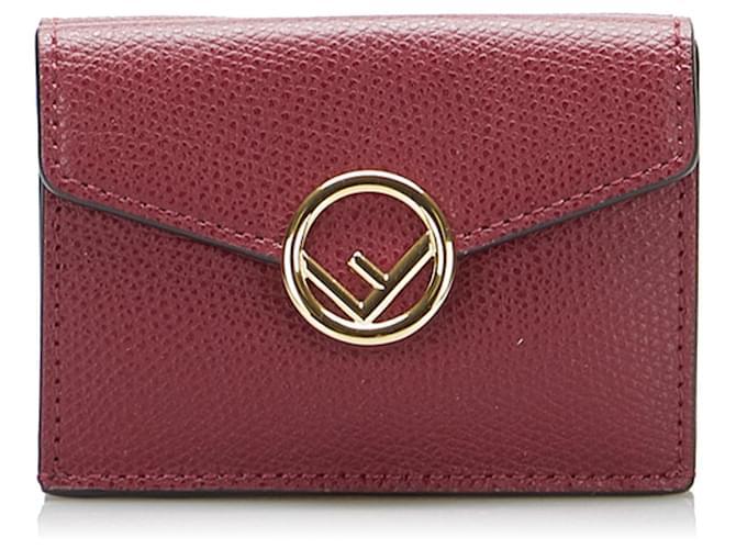 Fendi Red F is Fendi Small Wallet Leather Pony-style calfskin  ref.858452