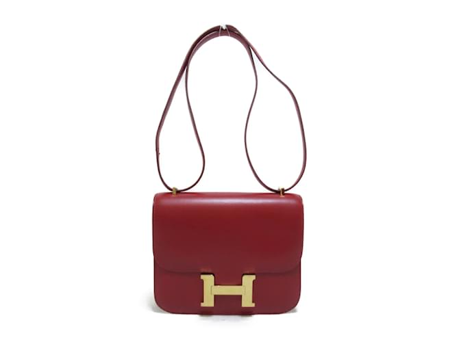 Hermès Veau Box Constance 18 Cuir Veau façon poulain Rouge  ref.858485