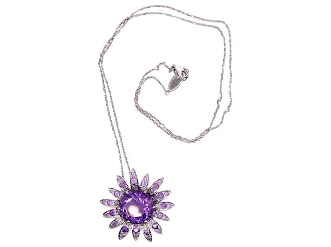 Mauboussin necklace "Mauve nights" white gold 750%o and amethyst Silver hardware Dark purple  ref.858527