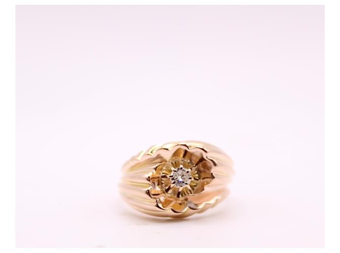 Autre Marque Wirbelförmiger Ring mit Diamant aus Gelbgold 750%O Gold hardware Gelbes Gold  ref.858528