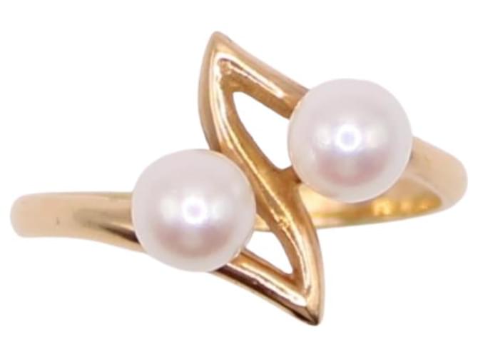 Autre Marque Toi&moi ring with yellow gold cultured pearls 750%O White Gold hardware  ref.858537