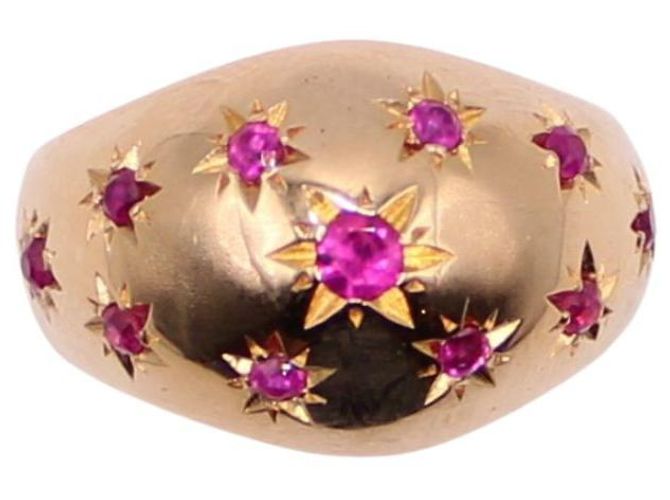 Autre Marque Ball ring called constellation ruby set in yellow gold 750%O Red Gold hardware