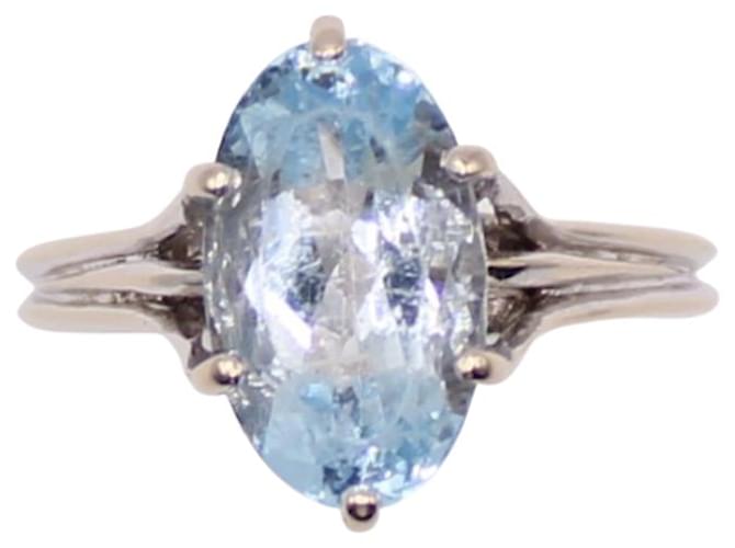 Autre Marque Ring set with a white gold aquamarine 750%O Light blue Silver hardware  ref.858599