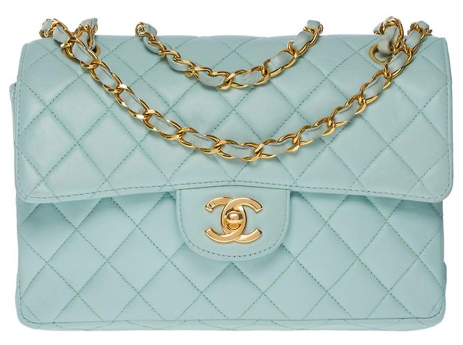 Chanel BORSA A TRACOLLA SENZA TEMPO 23 foderato in pelle verde acqua101096