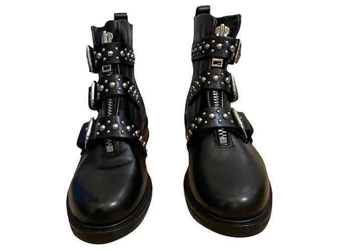 Maje Ankle Boots Black Leather  ref.858633