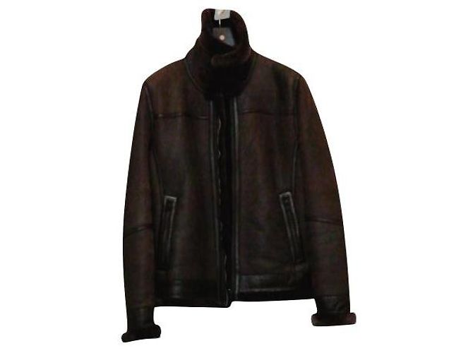 Autre Marque Dark brown lambskin coat