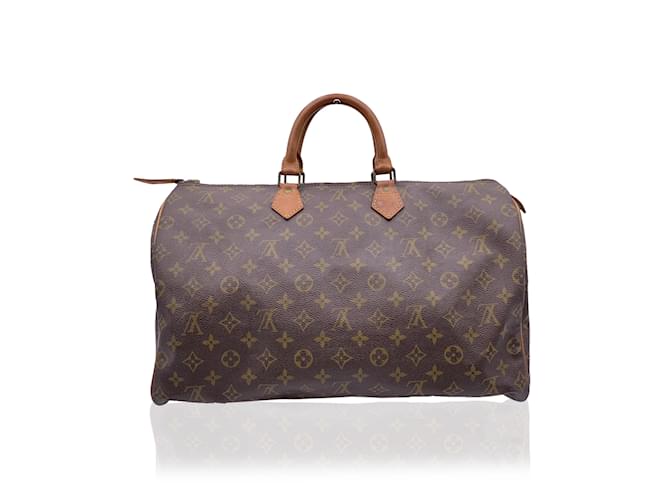 Louis Vuitton Vintage Canvas Brown Monogram Speedy 40 Bag Satchel Cloth  ref.858700 - Joli Closet