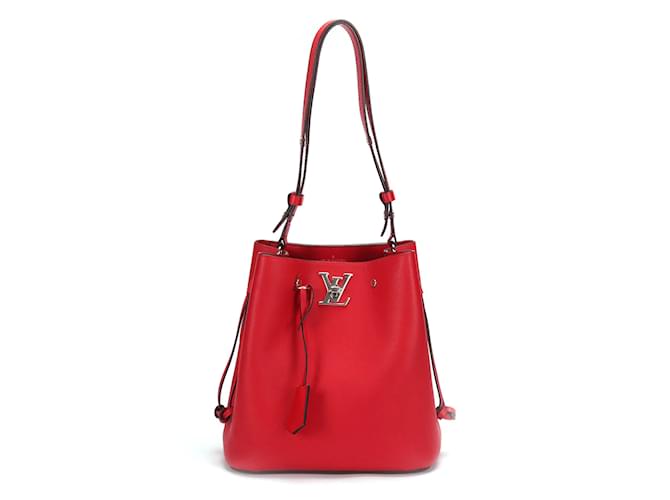 Bucket Louis Vuitton Lockme Beuteltasche aus Leder M54677 Rot Kalbähnliches Kalb  ref.858712