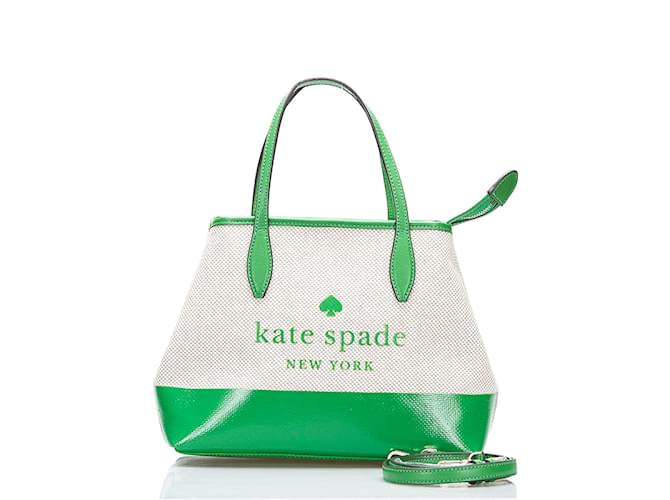 Kate Spade Zwei-Wege-Tasche aus Segeltuch Weiß Leinwand  ref.858767