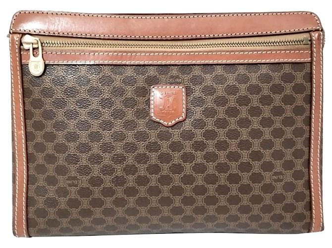 Céline Celine Brown Macadam Travel Bag Pony-style calfskin Cloth ref.963186  - Joli Closet