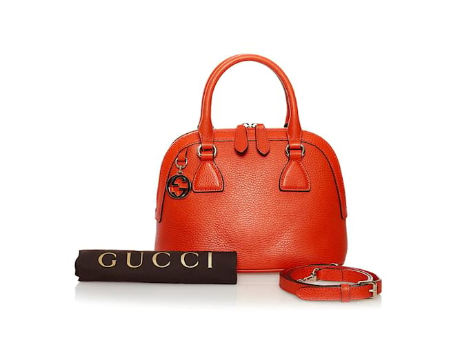 Gucci GG Charm Leather Handbag Leather Handbag 449661 in Excellent condition Orange  ref.859091