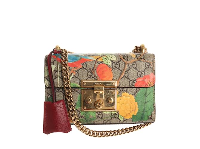 Multicolor GG Supreme Tian Canvas Padlock Top Handle Bag Small