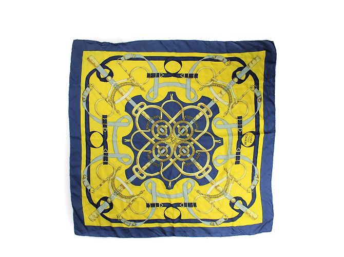 HERMÈS - Lenço 90 Ouro Espora Amarelo