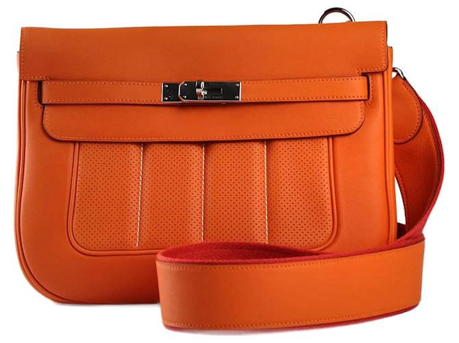 Kelly Hermès HERMES  Handbags T.  Leather Orange  ref.859515