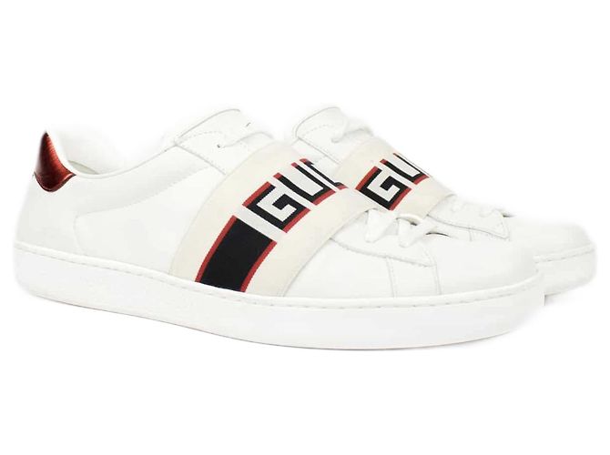 Gucci Ace Sneakers mit elastischem Band (T42) Weiß