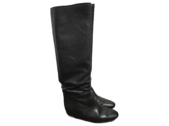 LANVIN  Boots T.eu 36 Leather Black  ref.859848