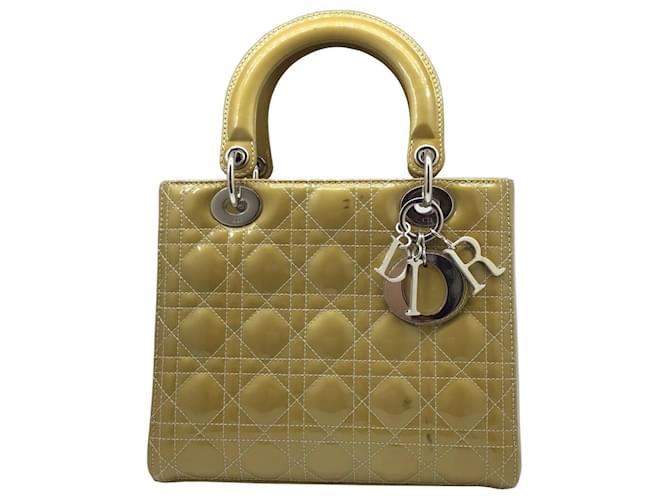 Dior Lady Dior Medium Khaki Patent leather  ref.860214