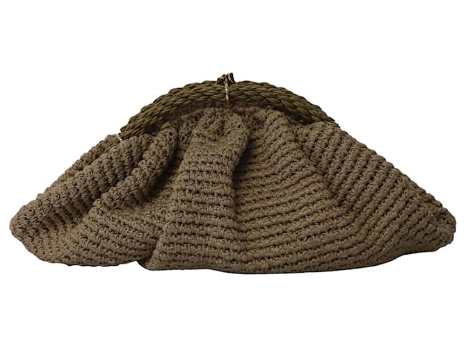 Fendi Crochet Clutch Bag in Brown Cotton  ref.860399