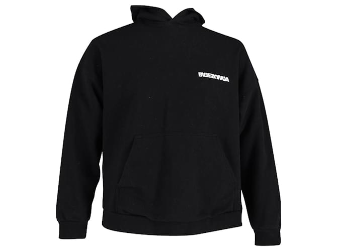 Balenciaga Turn Wide Fit Logo hoodie in Black Cotton  ref.860407
