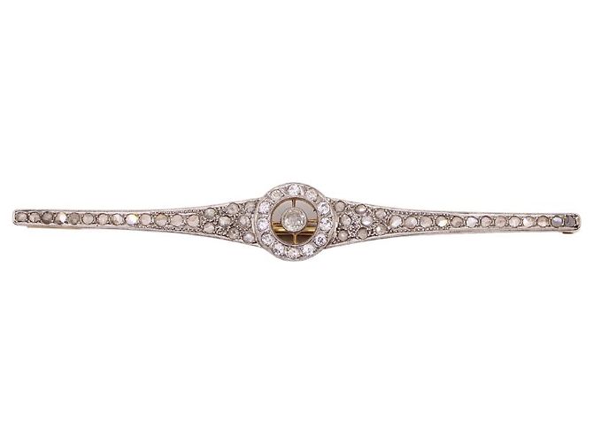 Autre Marque Broche art déco engastado con diamantes Hardware de plata