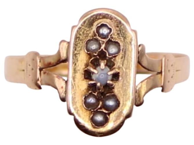 Autre Marque Bague époque Napoléon III sertie de perles de fines or rose 750%o Bijouterie dorée  ref.860838