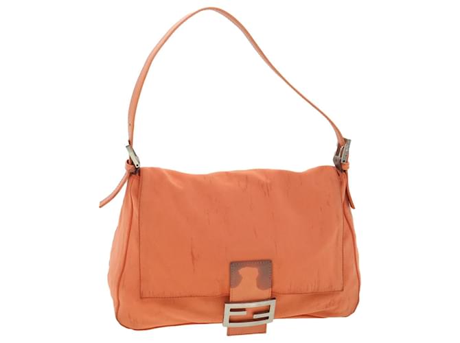 FENDI Mamma Baguette Shoulder Bag Nylon Orange Auth 38480  ref.860864