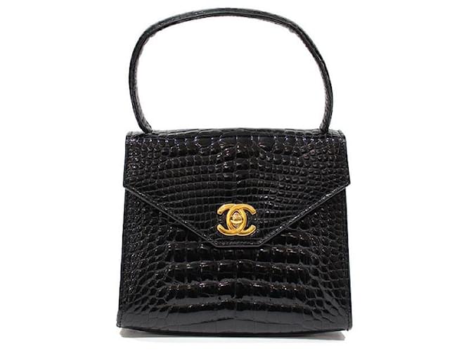 Chanel Bolsos de mano Negro Cueros exoticos  ref.861291