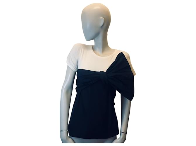 Tee-shirt noeud Pinko Coton Polyester Noir Blanc  ref.861389