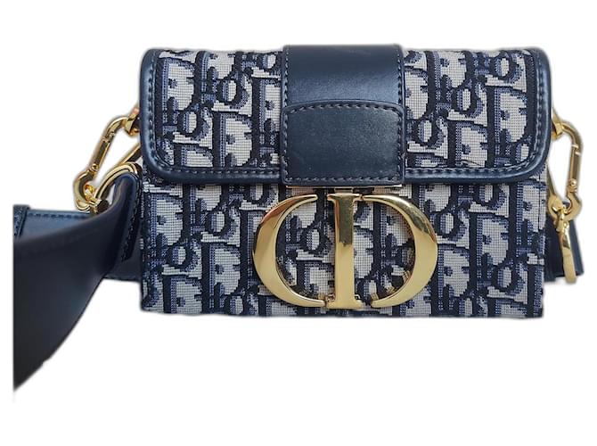 CHRISTIAN DIOR Oblique 30 Montaigne Flap Bag Blue 1262268