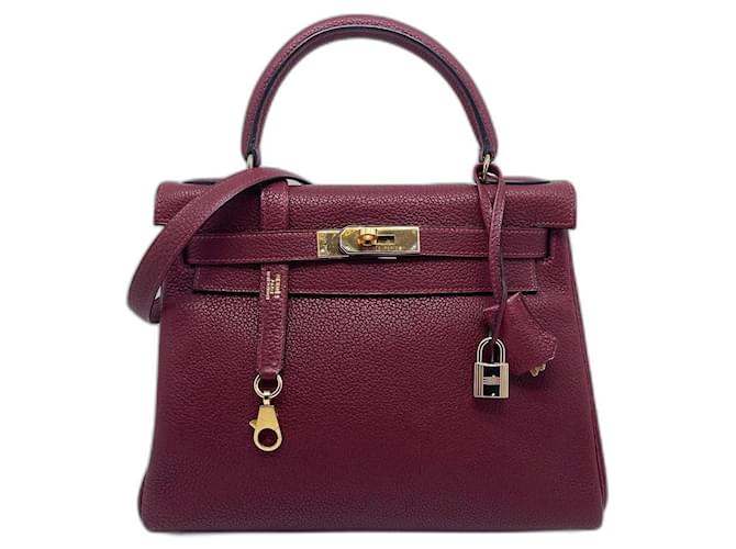 Hermès Kelly retourne 28 burgundy togo leather Dark red  ref.821993