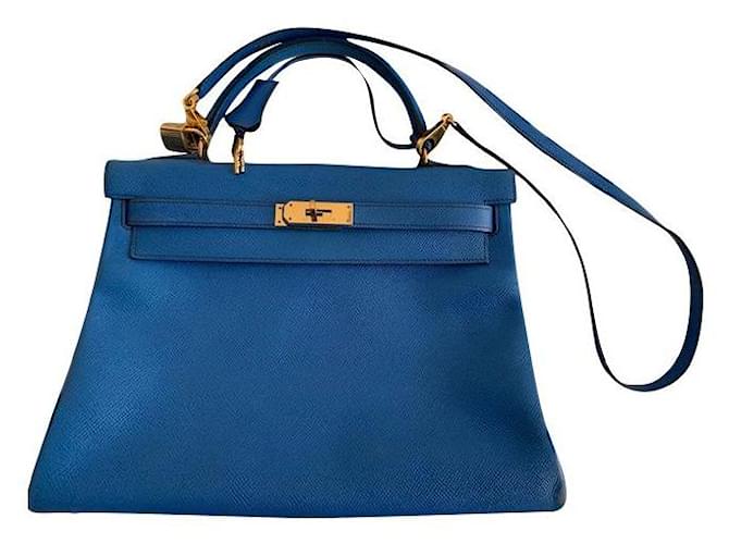 Hermès Kelly Light blue Leather  ref.858621