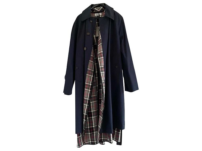 Trench Balenciaga Blu Navy Cotone