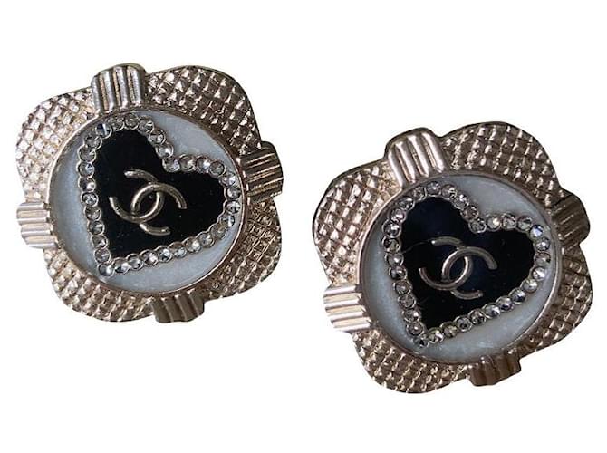 Chanel Pair of pierced earrings Gold hardware Metal  ref.860818