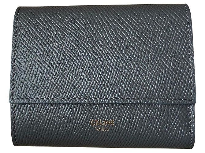 Céline Leather Wallet Grey