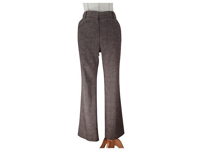 Calça de lã marrom Carolina Herrera