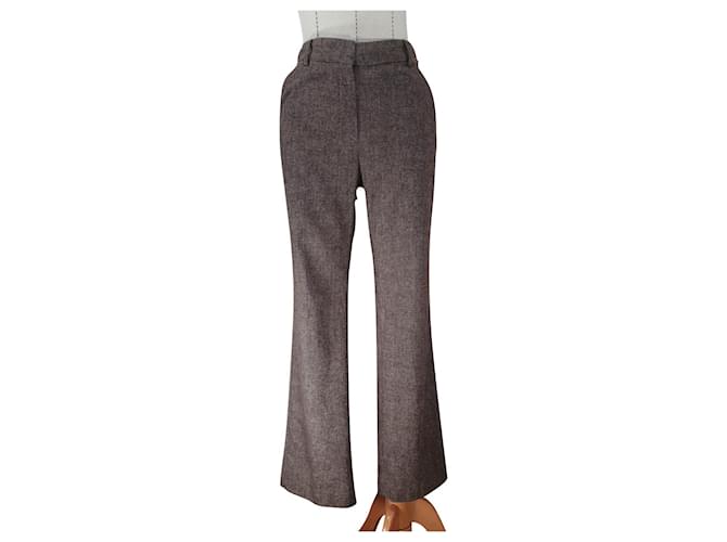 Carolina Herrera Pants, leggings Brown Polyester Wool Viscose  ref.861369