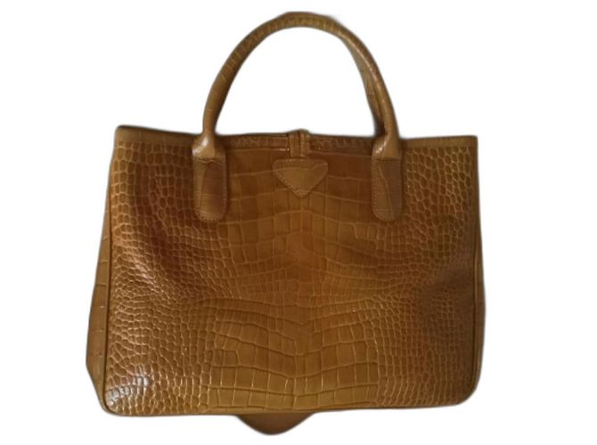 Longchamp Roseau Bolsa de mão em couro caramelo