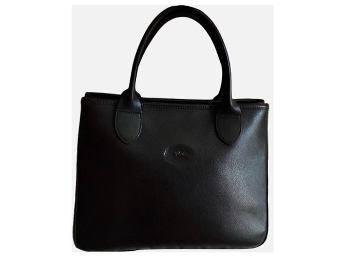 Longchamp Roseau Borsa a mano in pelle nera Nero