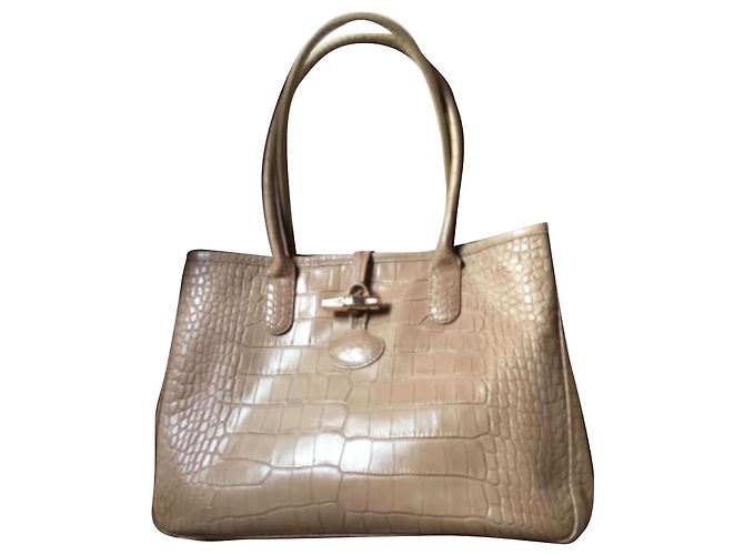 Longchamp Roseau Cabas en cuir crème