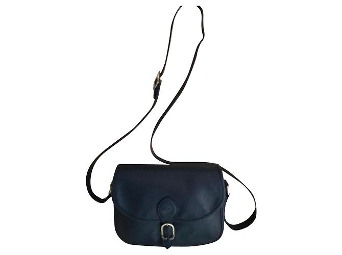 Longchamp Bolsa de Ombro em Couro Azul Marinho