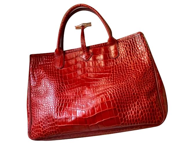 Longchamp Caña Roja Cuero  ref.861441