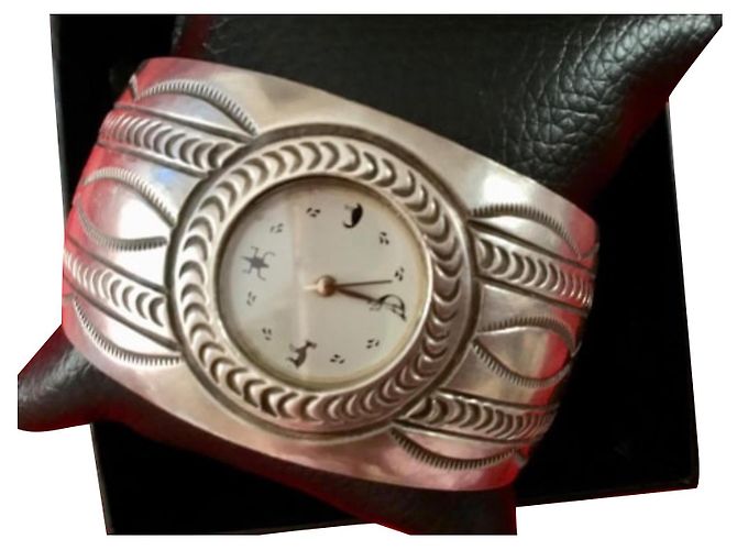Autre Marque Bracciale orologio B.Carson Navajo Kokopelli Dancer in argento