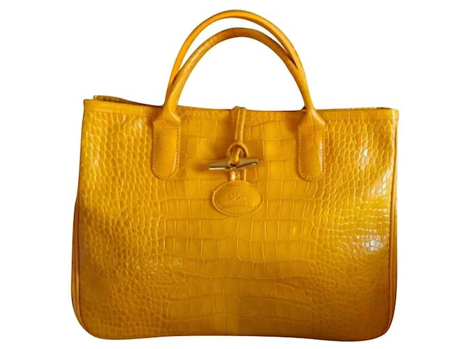 Longchamp Caña Amarillo Cuero  ref.861466