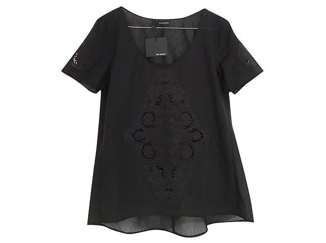 Camicetta in voile di cotone ricamata nera The Kooples Nero