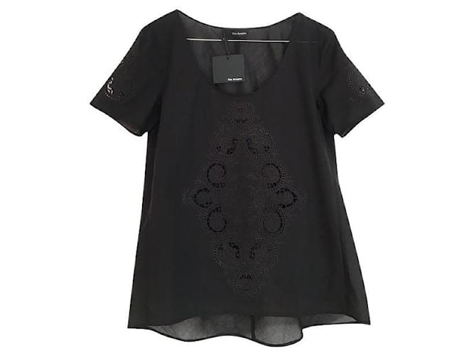 The Kooples Embroidered blouse Black Cotton  ref.861507