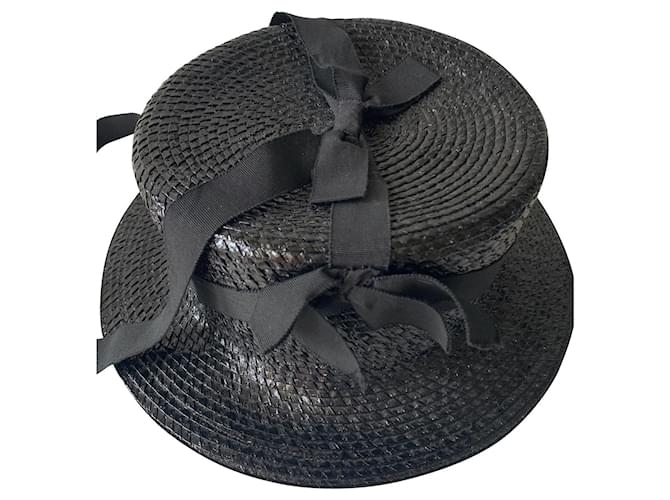 Chanel Hats Black Cotton Viscose  ref.861517